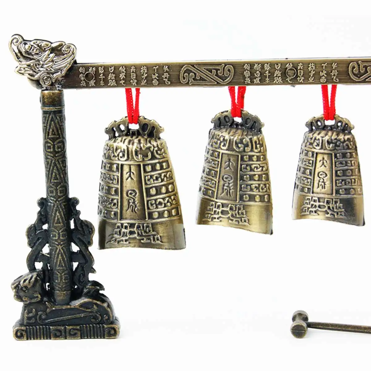 Китайские Glockenspiel колокольчики, Латунные Колокольчики, бронзовая посуда, древние китайские мини-музыкальные инструменты, 7 круглых медных колокольчиков и Crandall