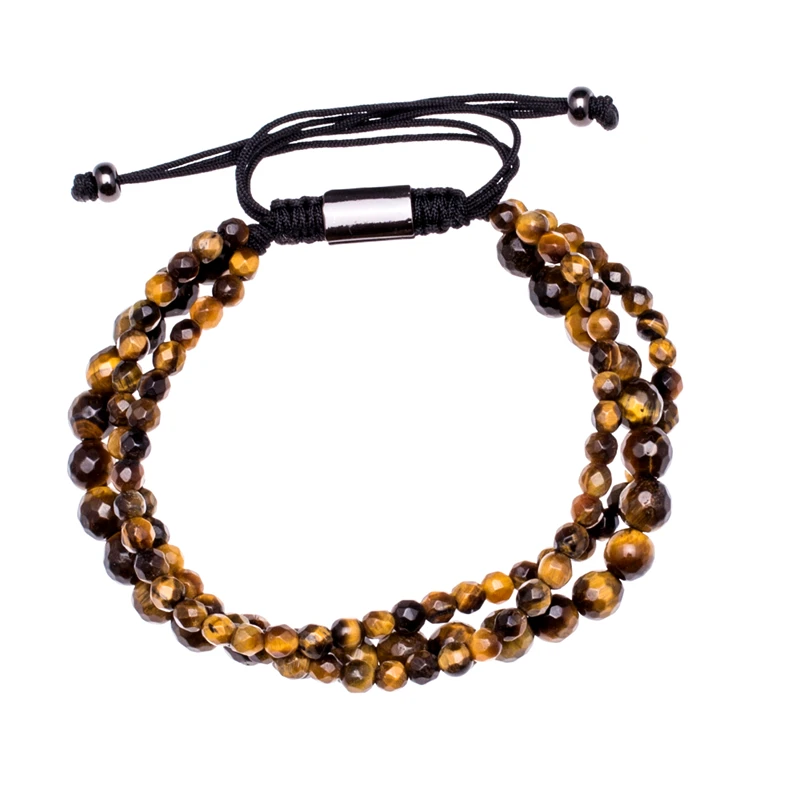 Handmade Bracelets &amp Bangles 6MM&amp4MM Beaded Charm Macrame Bracelet Natural Tigereye Stone Multilayer For Women Men | Украшения и