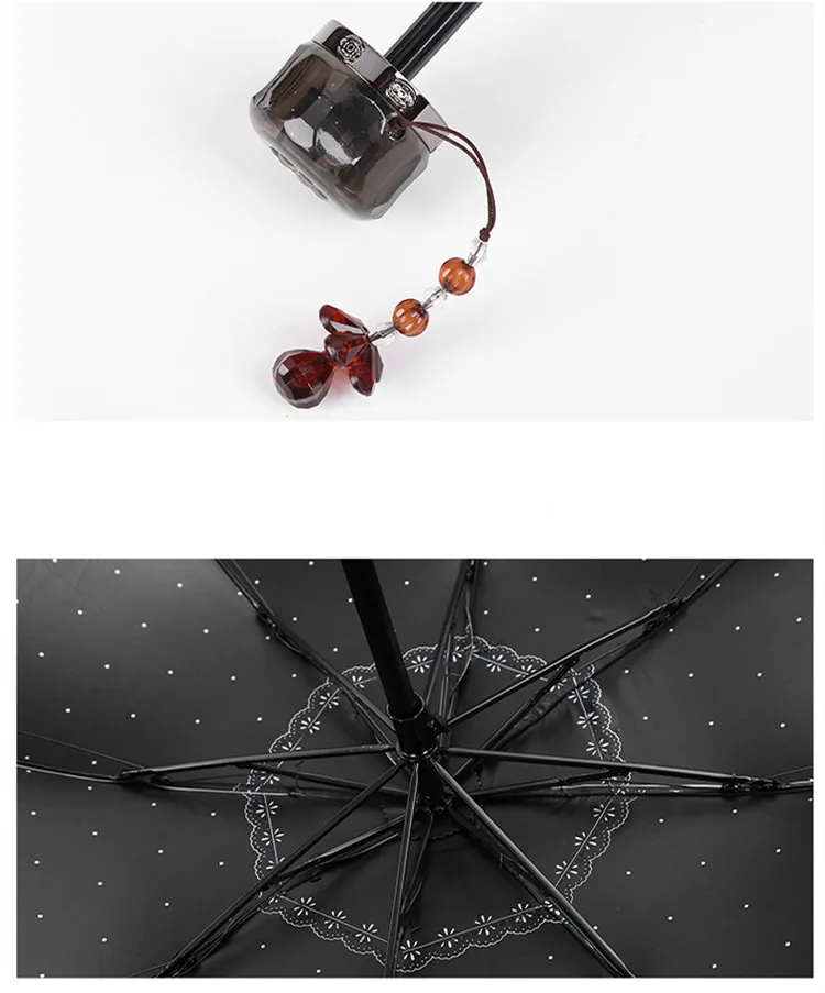 Korea Small Fresh Umbrellas Umbrella Rain Woman Folding Female Princess Sunscreen Lace Sun Umbrella UV Protection Goddess