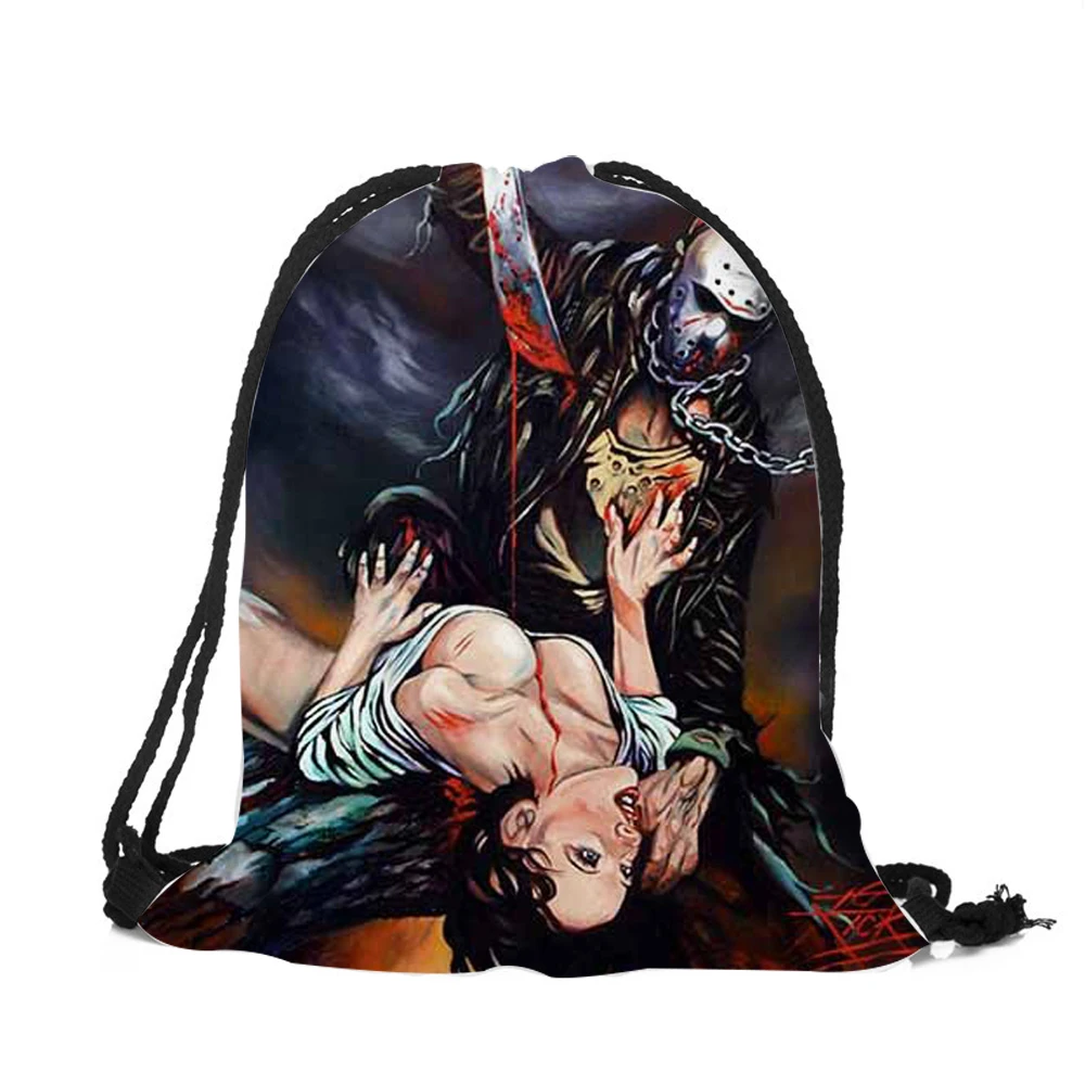Унисекс полиэстер рюкзак 3D печать ужас Фильм Фредди Jadon Drawstring сумка полезные сумки на плечо Хэллоуин украшение