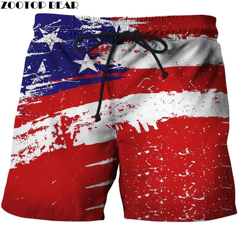 

Watercolor Painting Men Beach Shorts Men Board Shorts Plage Male Casual USA Flag Quick Dry Short Swimwear DropShip ZOOTOP BEAR