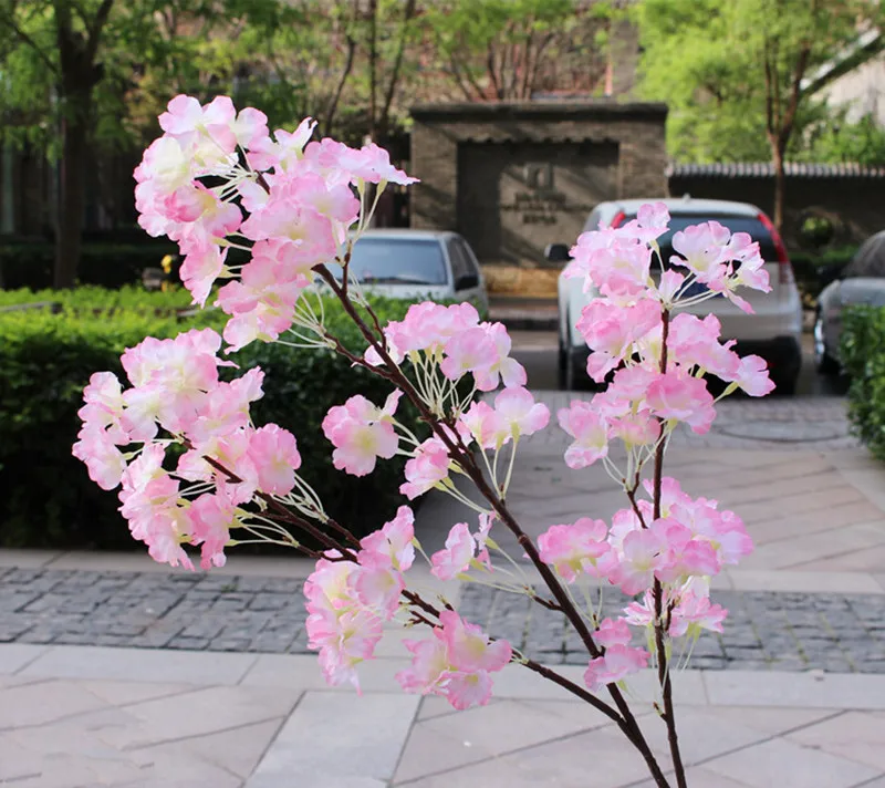 light pink Искусственный цветок вишни, искусственный цветок, гирлянда, белый, розовый, красный, фиолетовый цвета, 1 м/шт., для свадебного украшения, сделай сам - Цвет: light pink