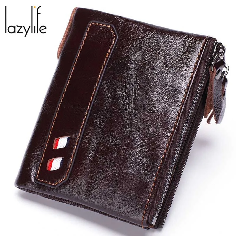 Мужские кошельки из натуральной кожи LAZYLIFE Crazy Horse держатели для кредитных карт
