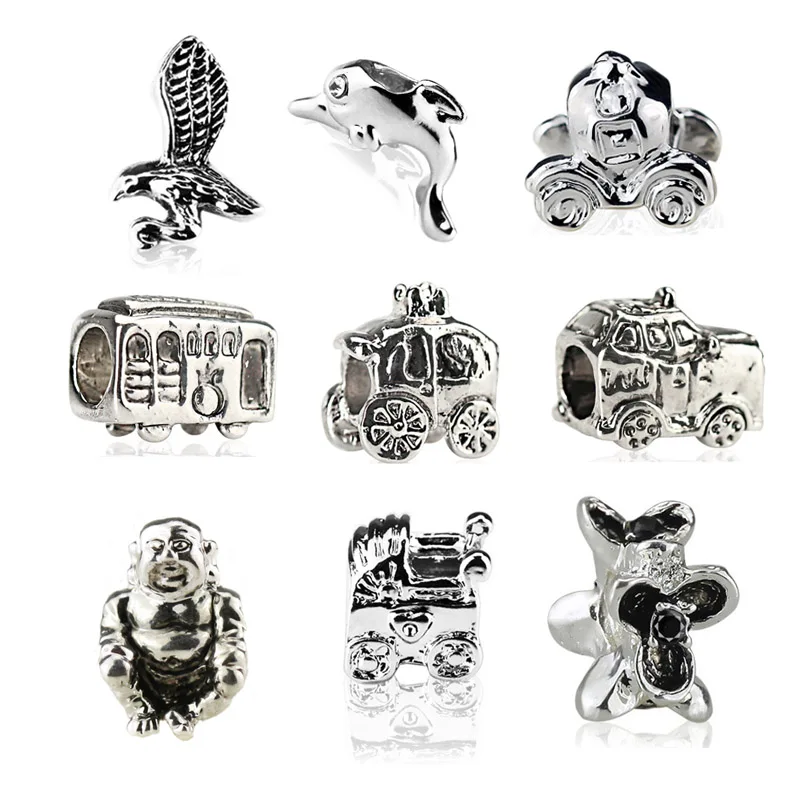 Бусы из серебряного сплава DIY металлические с большими отверстиями