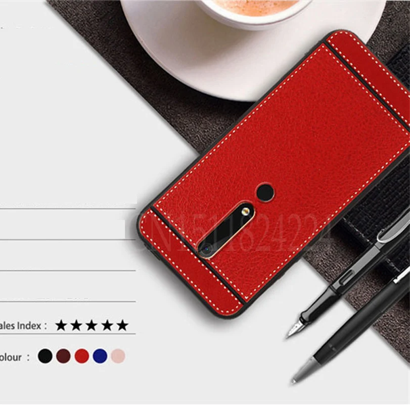 For Nokia 6.1 Case Matte Litchi Stripe Soft TPU Cover X6 X5 Emboss Lychee Capa 5.1 3.1 2.1 5 6 7 Plus Cases |