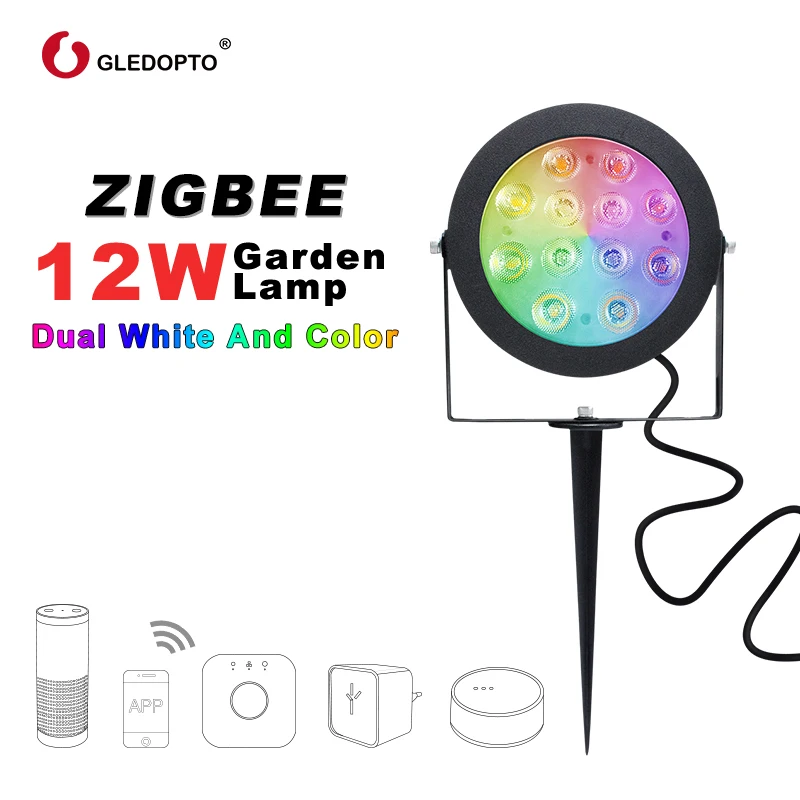 G светодиодный светильник OPTO ZIGBEE, светодиодный светильник для сада, уличный светильник 12 Вт RGB CCT, теплый белый AC110-240V, работающий с Amazon alexa echo ZIGBEE3.0