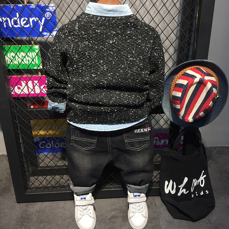 Children's Clothes Toddler Boys Clothing Sets Spring Boy Round Collar Cloth Sweater Shirt and Trousers Children | Детская одежда и