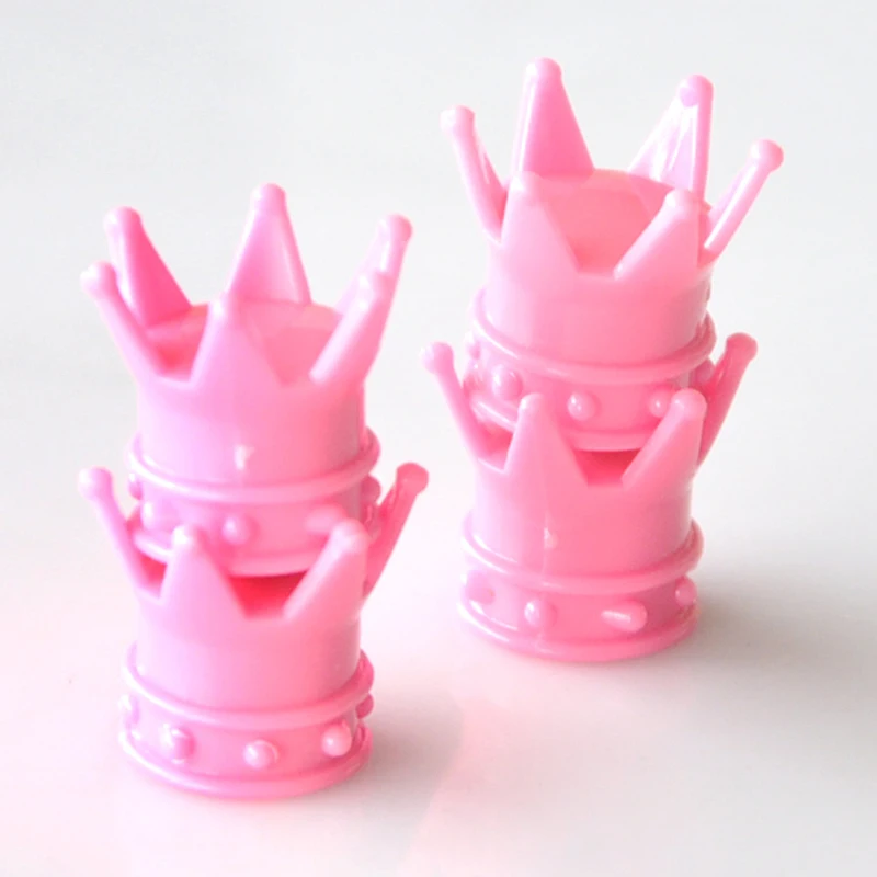 4PCS New Universal Crown Car Tires Valve Caps for Wheel Cute Pink Styling Fit For Models Bikes Auto Accessories | Автомобили и