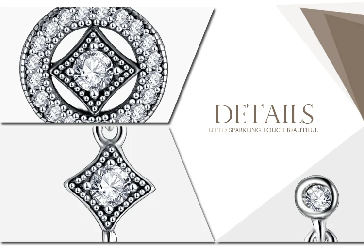Beagloer Hot Sale 925 Sterling Silver Vintage Allure Drop Earrings With Clear CZ For Women Trendy Jewelry Gift PSER0064-B | Украшения и