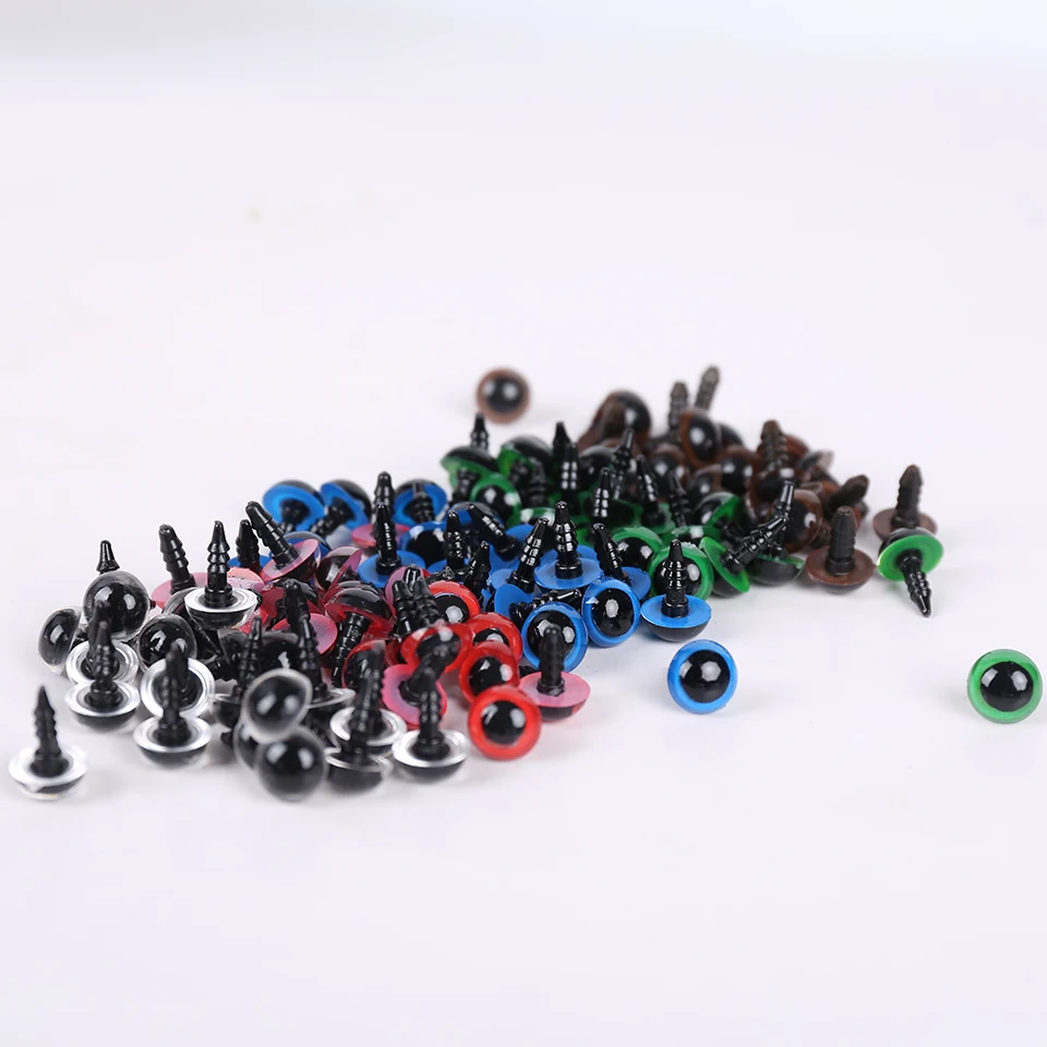 Allaosify 100pcs 10mm multicolor Plastic Craft Safety Eyes for Teddy Bear Stuffed Doll Animal Amigurumi DIY Accessories