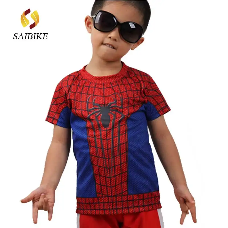 Super Hero The Amazing Spider-Man cycling jersey short T-shirt kids children's Transformers outdoor sport clothing bike wear