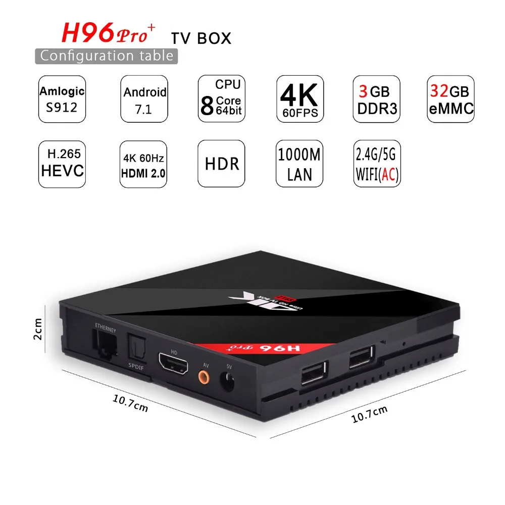 ТВ-приставка H96 pro + android 7 1 3 ГБ 32 четырехъядерный процессор Amlogic S912 tv box WiFi