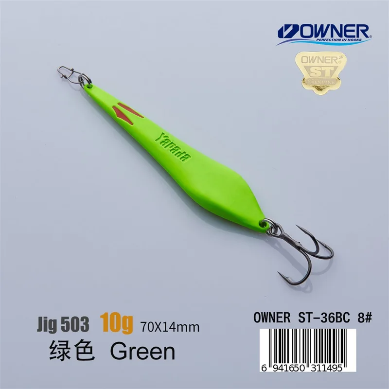 Green 10g YAPADA Jigging 503 Demon Fox 10 г/15 г владелец тройной крючок 70-80 мм перо Многоцветный Металлический цинковый сплав рыболовные приманки для окуня - Цвет: Green 10g