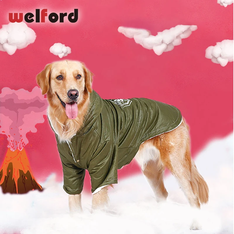 Зимнее пальто для собак бархатный Тренч большого размера одежда утепленный