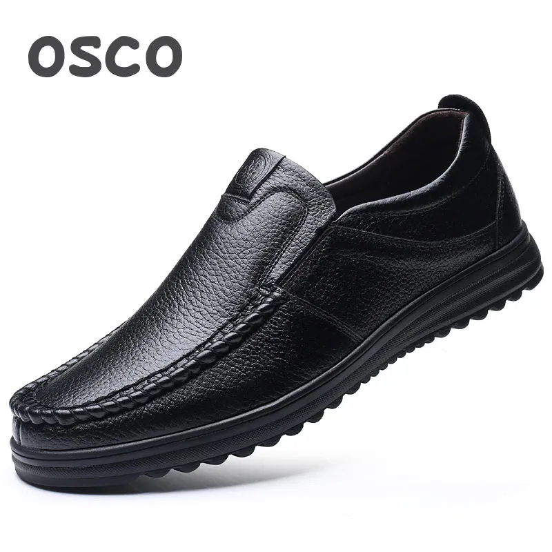 Фото OSCO Men Shoes Authentic Genuine Leather Business Casual Male Soft Bottom Oxfords Middle-Aged Lazy Slip-On Father Обувь OSCO Men Shoes Authentic Genuine Leather Business Casual Male Soft Bottom Oxfords Middle-Aged Lazy Slip-On Father Обувь