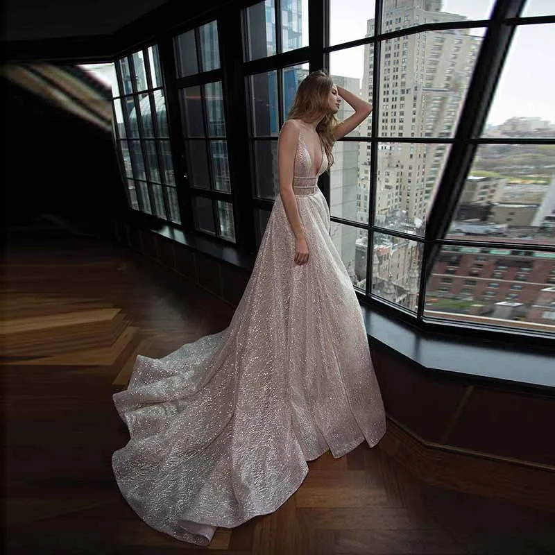 

See Orange Custom Made Luxury Deep V Neck Bling Bling Sequins Beaded Empire Long Party Dress 2018