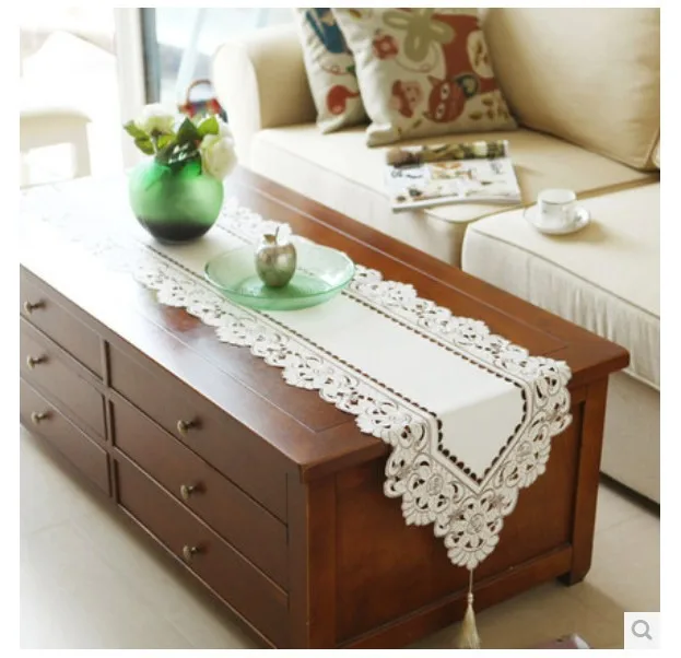 

(40cm*150cm) Sale Elegant 100% Polyester Floral Table Runner Embroidery Tablecloth Embroidered Table Cloth Linen Cover Cutwork