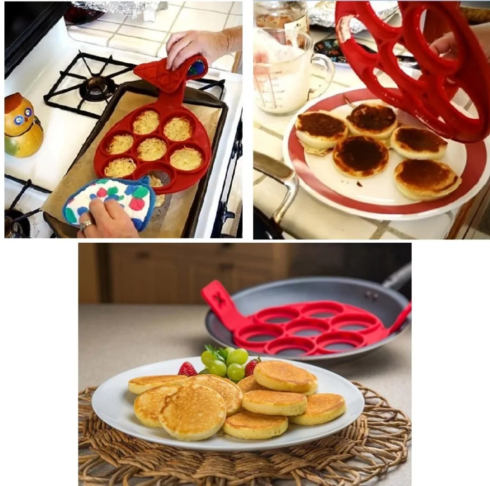 Форма для блинов делает идеальные блины яйца Хаш и коричневые в антипригарном