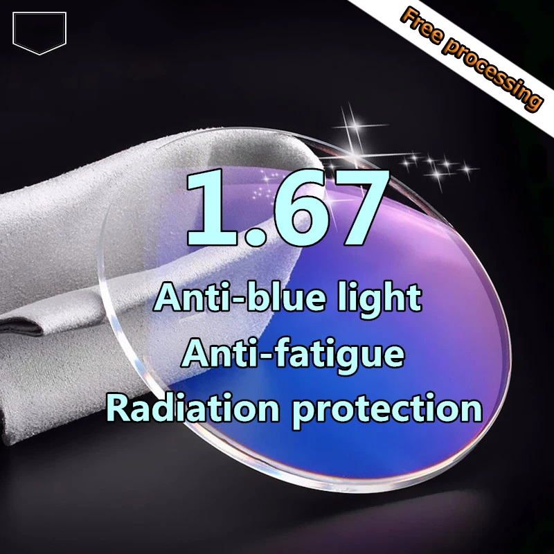 1.67 high quality anti-blue prescription lens computer myopic lens radiation anti-fatigue