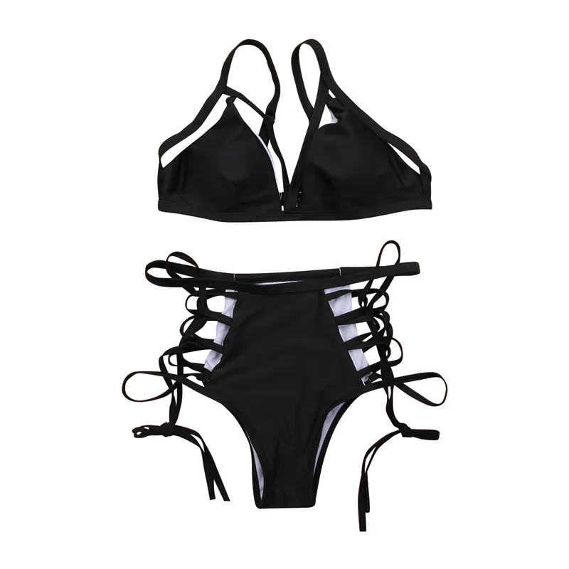 Женский сексуальный раздельный купальник бикини на бретелях бюстгальтер пуш-ап