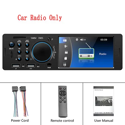 Without camera Podofo 1 Din автомагнитола аудио стерео FM Bluetooth MP5 мультимедийный плеер 4," Авторадио TF/AUX/USB 12 В в тире пульт дистанционного управления - Цвет: Without camera