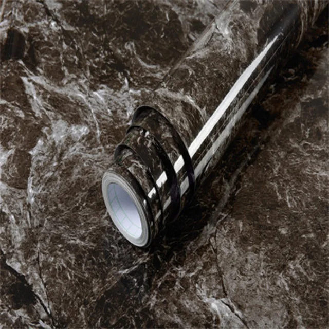 Marble Light Black 40 см ширина многоцветная самоклеющаяся виниловая настенная бумага водонепроницаемая мраморная контактная бумага Декор для гостиной кухонная наклейка на мебель - Цвет: Marble Light Black