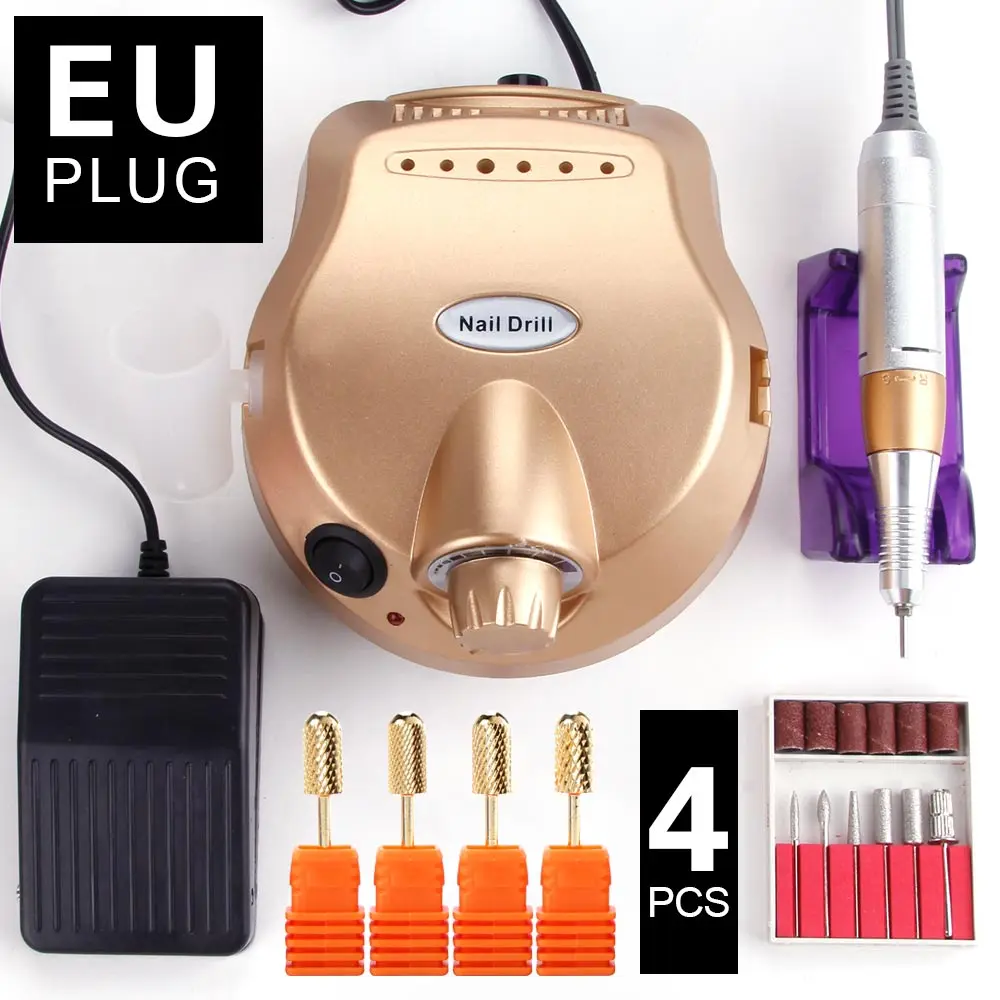 Gold Set 4 Bits Профессиональный маникюрный набор фрезерный станок Керамический Резак твердосплавные сверла для ногтей педикюрные ножницы инструменты для маникюра - Цвет: Gold Set 4 Bits