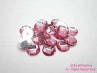 faceted resin rhinestone round flat backs 14mm pink