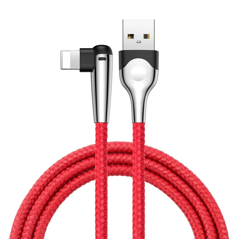 Baseus светящийся usb-кабель питания для iPhone XS Max XR X 8 7 6 6 S SE 5 Быстрая зарядка зарядное устройство Шнур 90 градусов данных кабель мобильного телефона - Цвет: Red