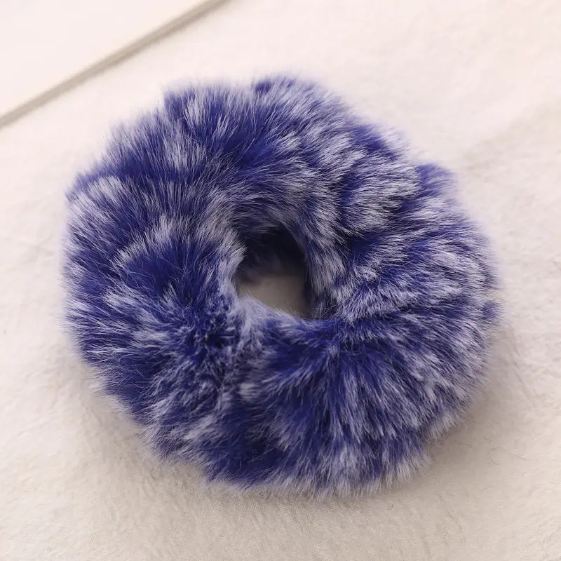 Royal Blue AIKELINA/Новинка; зимняя теплая мягкая резинка для волос из искусственного кроличьего меха для девочек и женщин; аксессуары для волос; Детская резинка; головной убор - Цвет: Royal Blue