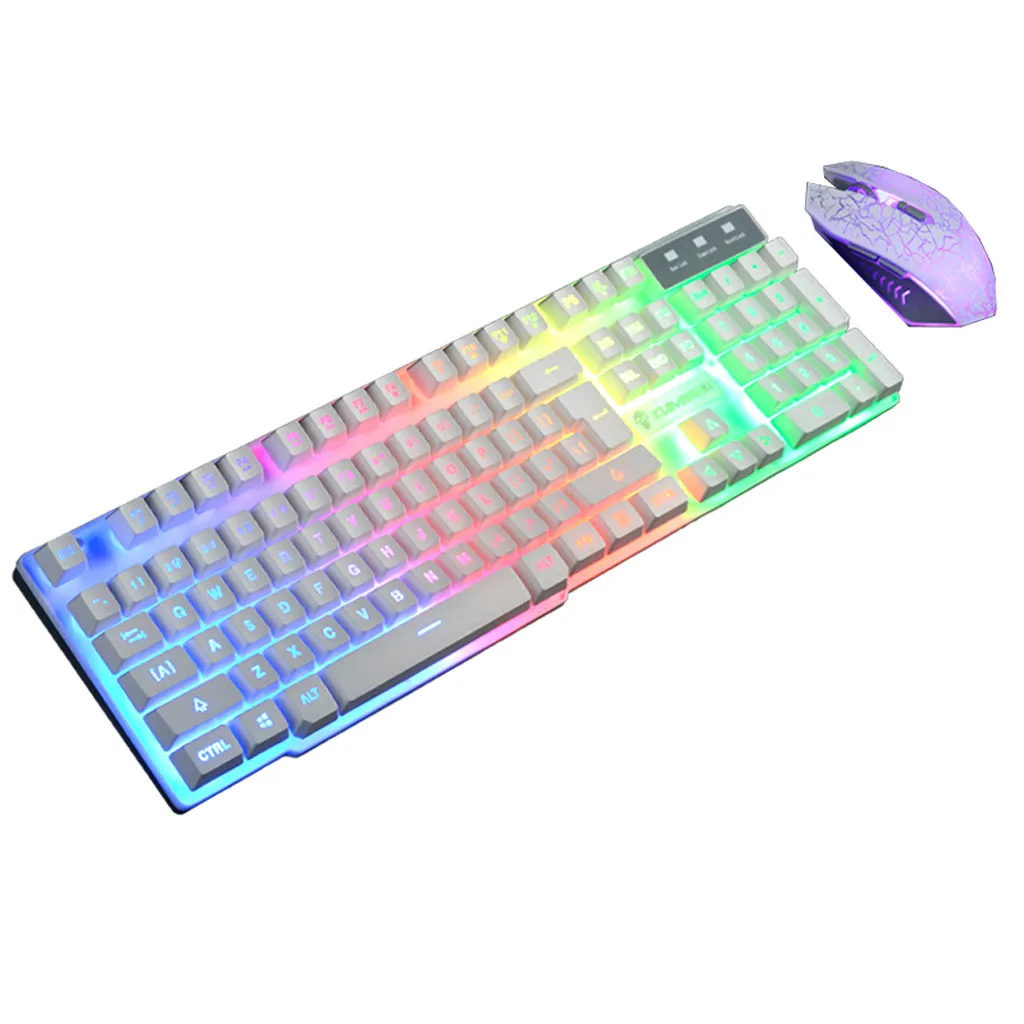 T6 Rainbow LED мышь с подсветкой комбинации клавиш USB эргономичная игровая клавиатура и