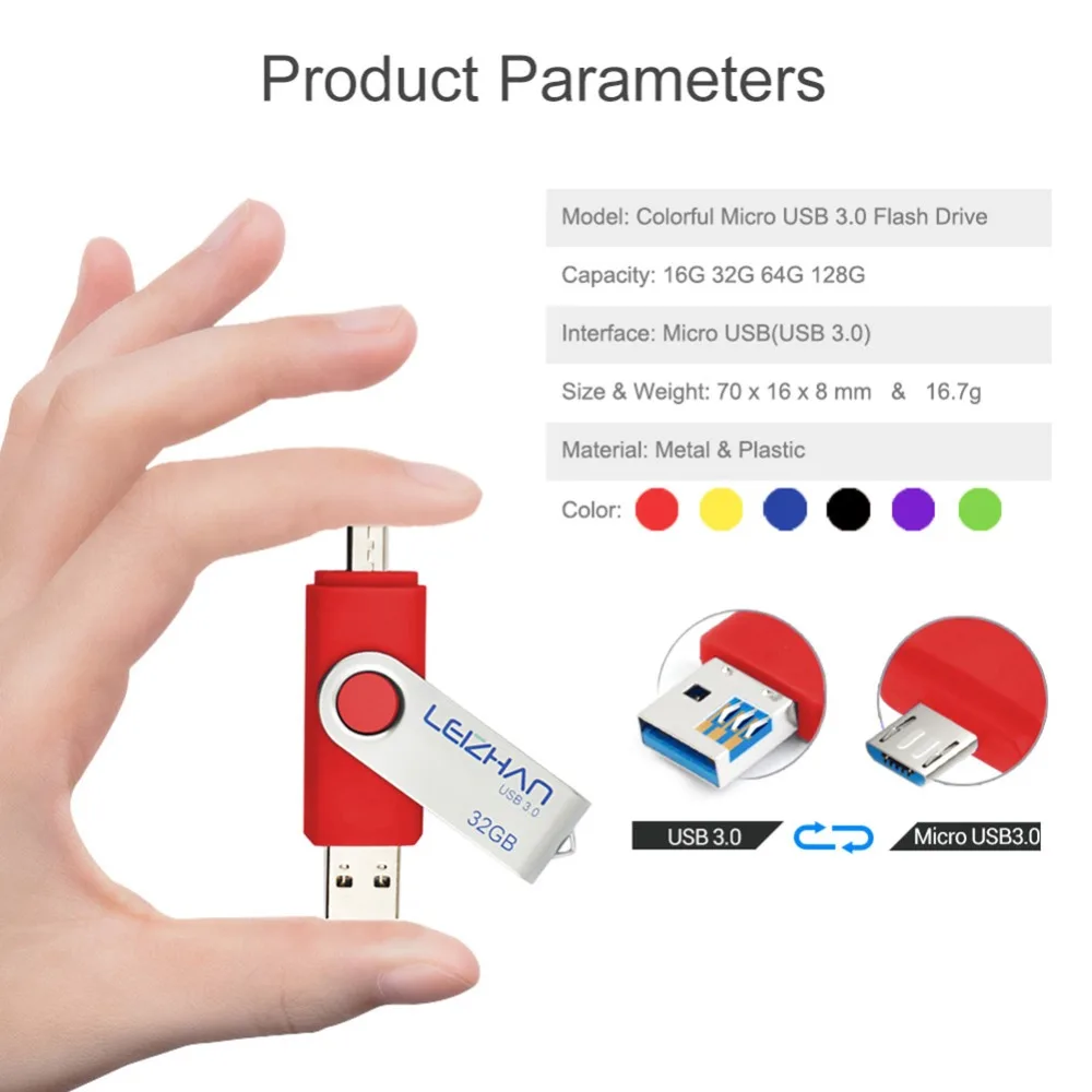 

High speed LEIZHAN USB 3.0 Flash drive 16GB Pen drive 64GB 32GB U disk Pendrive dual memory stick 8GB flash drive