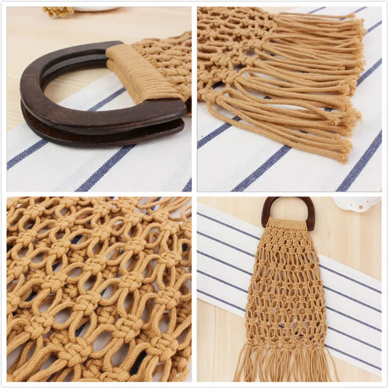 LUKATU Straw Bag Women Handbag New Hot Summer Hollow Woven T Holiday Handmade Cotton Rope Net Beach Bolsa | Багаж и сумки