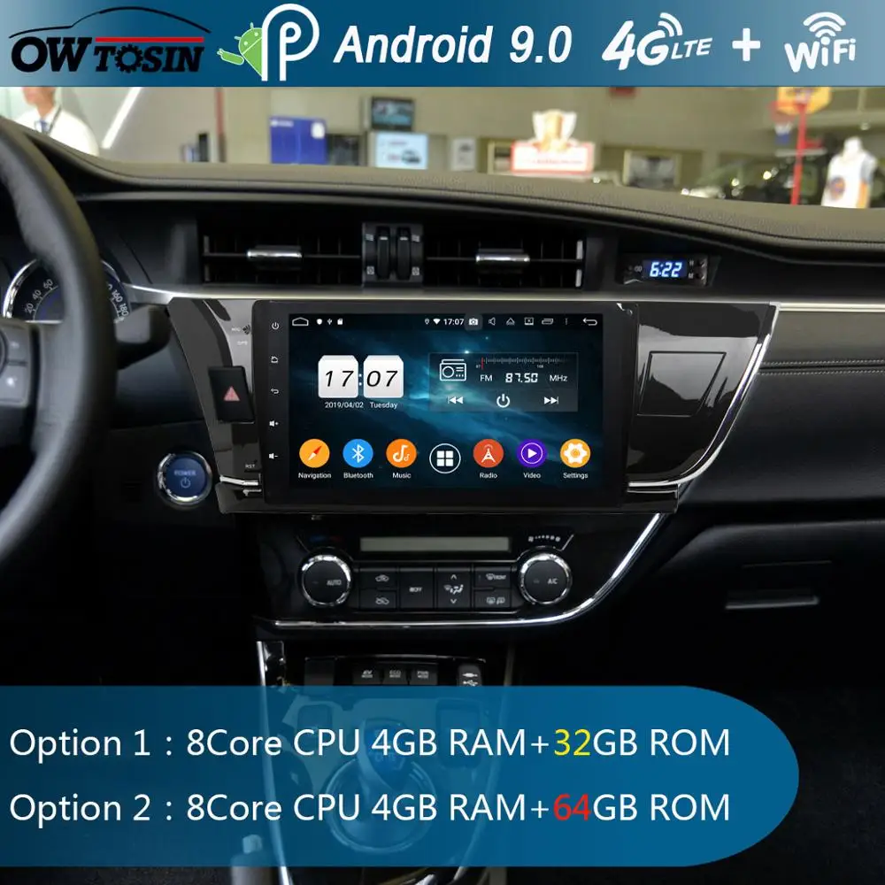 Автомагнитола 10 1 дюйма IPS 8 ядер 4 Гб ОЗУ + 64 ПЗУ Android 9 0 DVD GPS для Toyota Corolla E160 2014 2015 2016 DSP