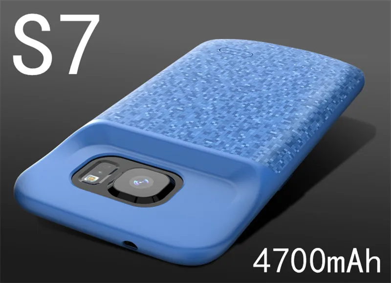 Чехол для аккумулятора S7 для samsung Galaxy S7, чехол для зарядного устройства, Силиконовый противоударный внешний аккумулятор, зарядное устройство, задняя крышка, чехол для зарядного устройства s Capa - Цвет: S7-Blue