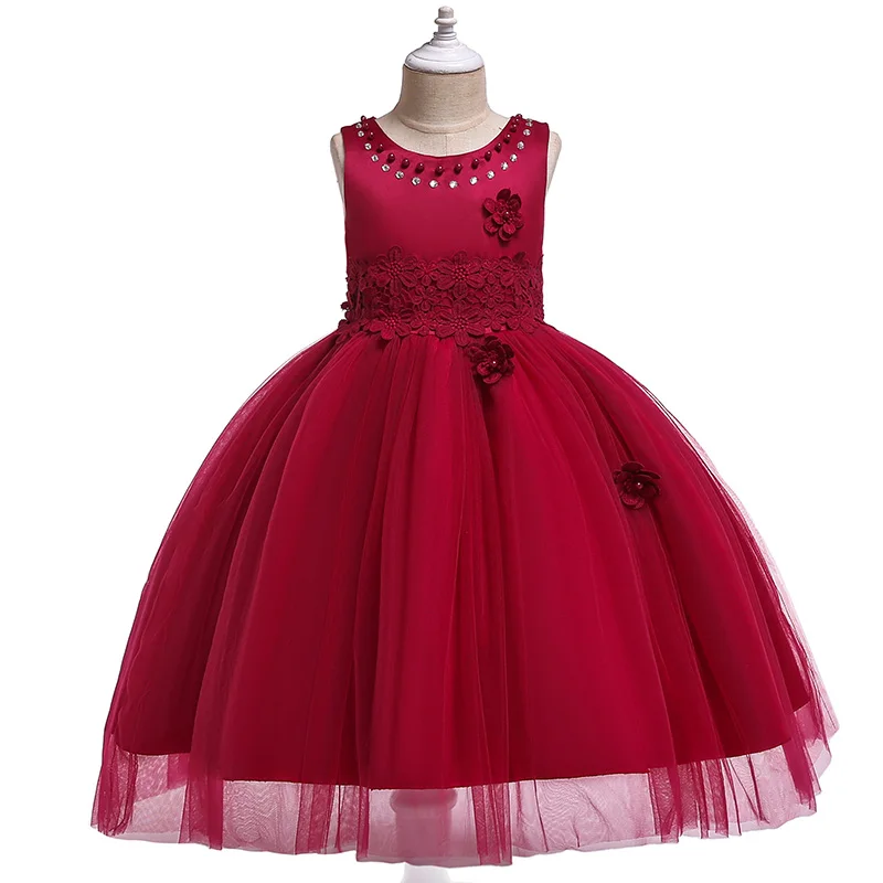 

Girls party princess dress children formal bridesmaid wedding birthday Christmas dress dress red / purple