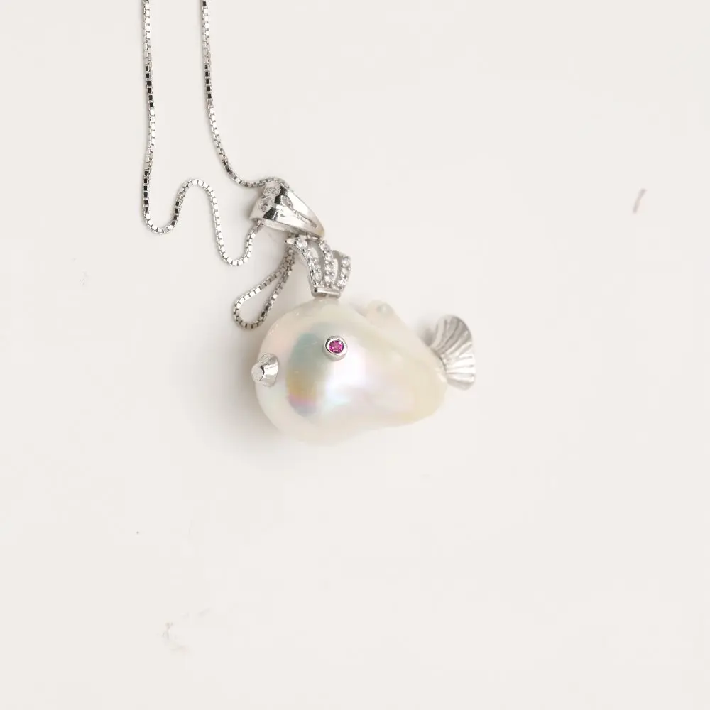 Женская подвеска в форме рыбы BaroqueOnly трендовое ожерелье с жемчугом и кулоном из