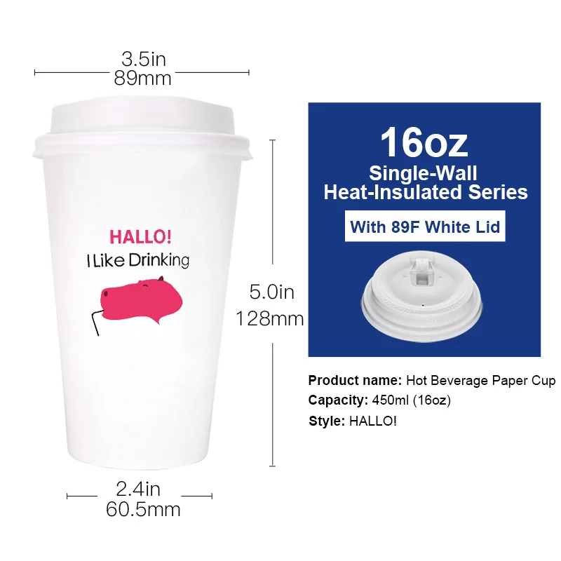 16oz with White Lid OTOR 10 шт., 12 унций, 16 унций, одноразовые бумажные стаканчики, вечерние стаканчики для конфет на открытом воздухе, для кемпинга, пикника, посуда для напитков, ресторанное обслуживание, стаканчики для питья - Цвет: 16oz with White Lid