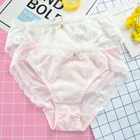 Женское нижнее белье с цветочной вышивкой, молочный шелк, средняя талия, бесшовное, сексуальное, кружевное, милое, милое, женское нижнее белье