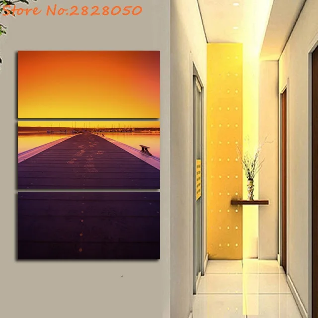 3 шт. деревянный мостик большой рисунок дерева холст настенное художественное