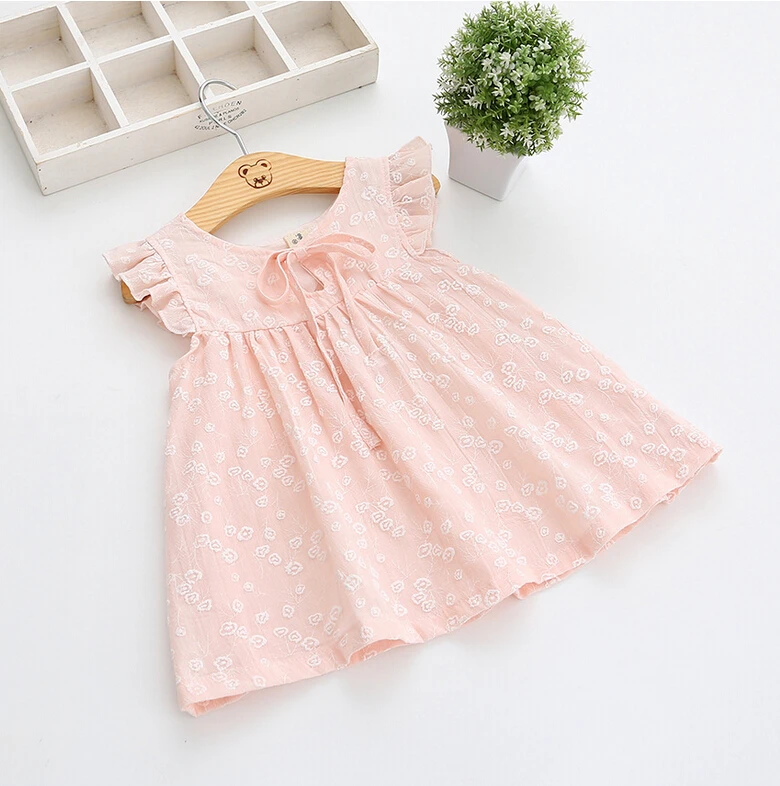 2016 принцесса девушки пуховкой рукавом с бантом краткое платье из хлопка Дети