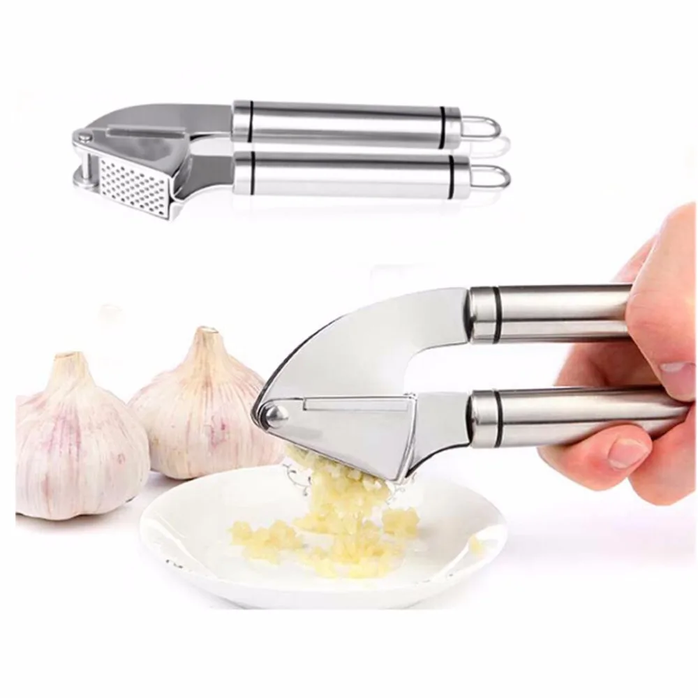 Stainless Steel Garlic Press - Crush and Mince Cloves &amp Ginger Easily Oval Handle kitchen accessories gadget cuisine B419 | Дом и сад