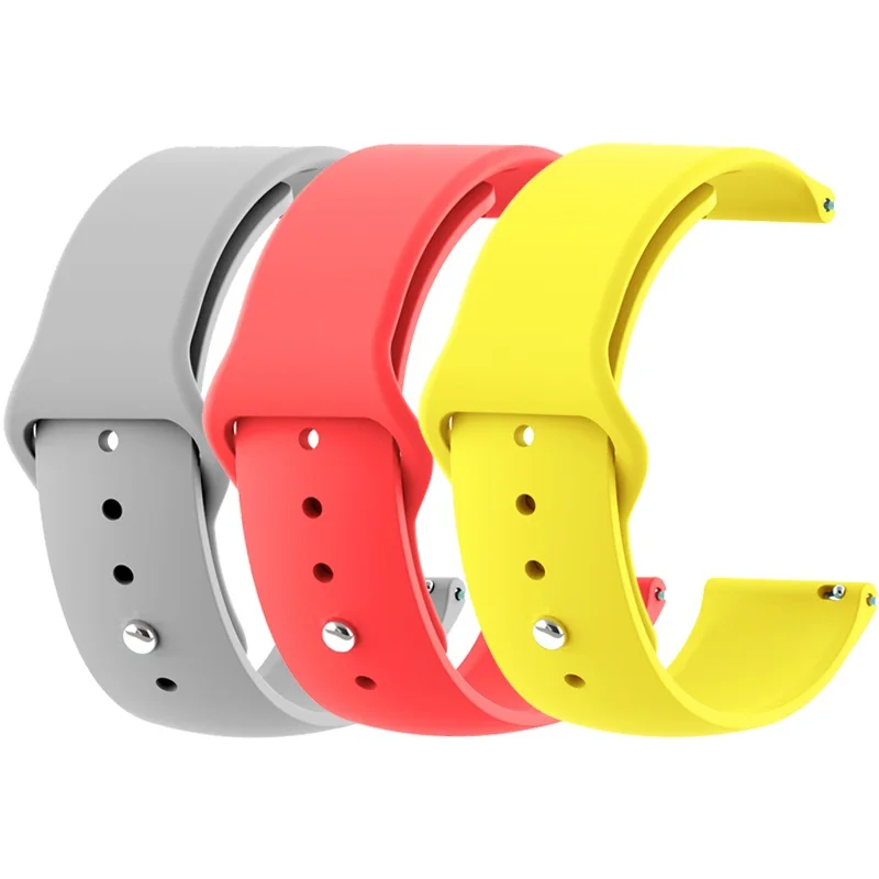 Gray Red Yellow 18 мм 20 мм 22 мм 3 шт. силиконовый ремешок для часов gear S2 ремешок для samsung gear S3 Classic Frontier Galaxy Watch Amazfit Bip браслет - Цвет ремешка: Gray Red Yellow