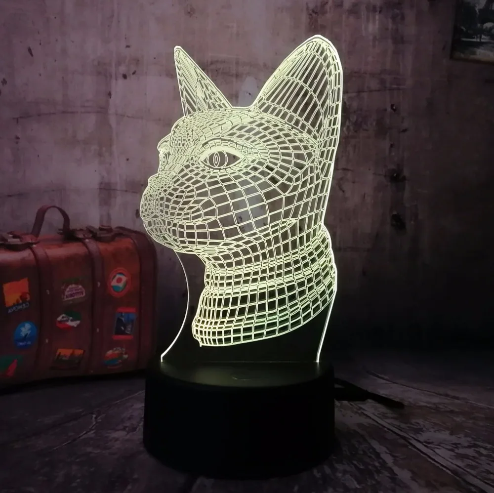Новинка ночник amрой в виде кошки H 7 цветов 3D светодиодный настольная лампа для