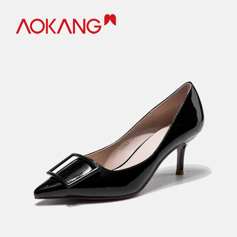 AOKANG/2019 г. Весенняя модная обувь женские туфли лодочки на высоком каблуке офисные