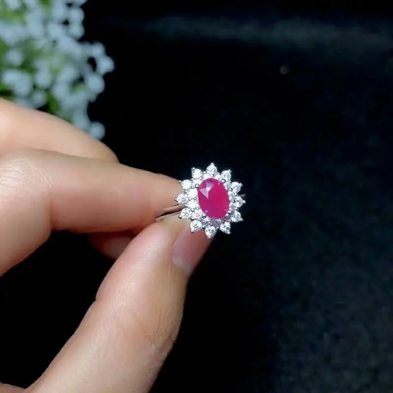 Shilovem 925 серебро Настоящее натуральный рубин кольца ювелирные украшения для женщин Мода Свадебные открыть Рождественский подарок мм 5*7 мм bj050701agh