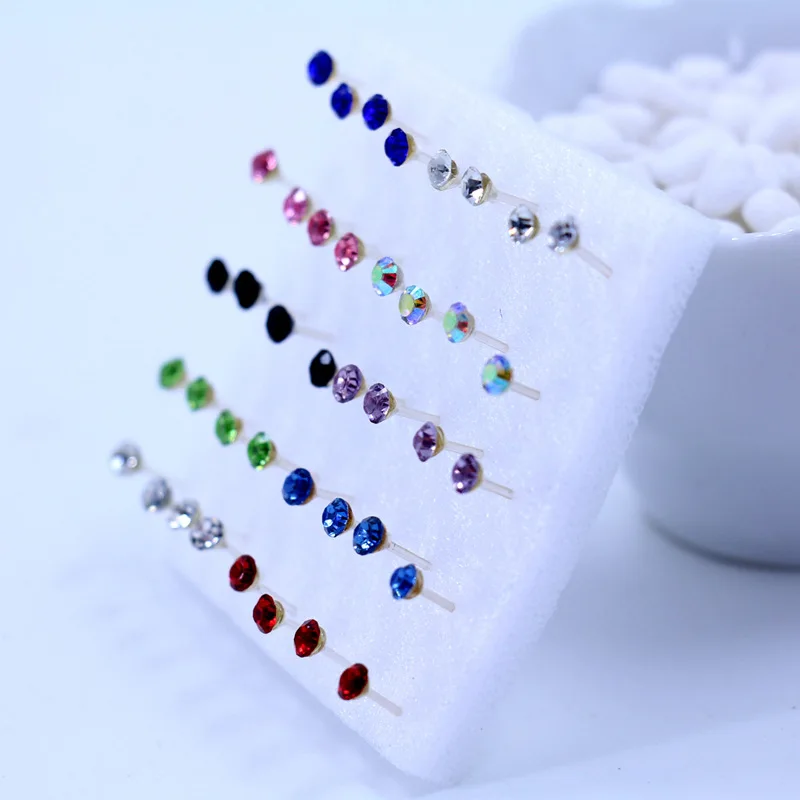 Серьги гвоздики с круглыми кристаллами для мужчин и женщин|fashion stud earrings|stud