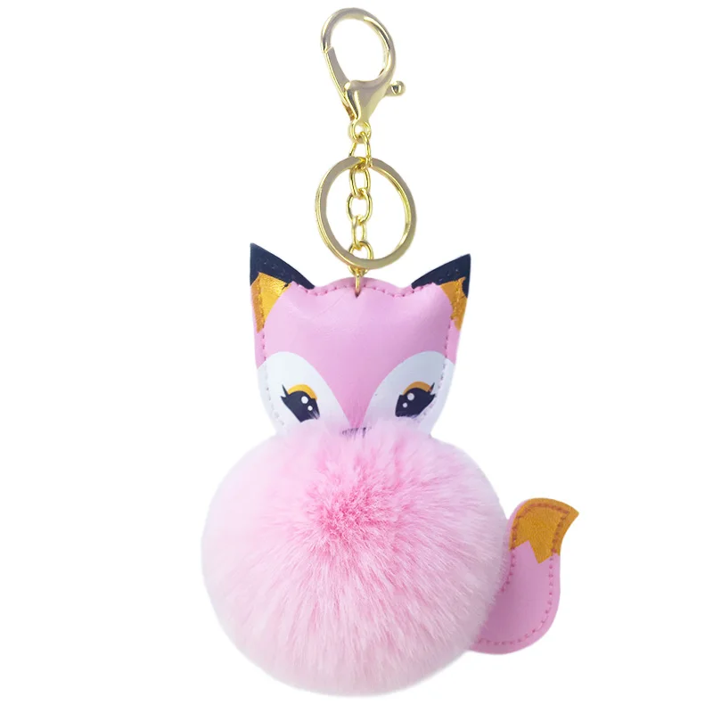 Новинка кольцо для ключей с шариком из искусственного лисьего меха женская