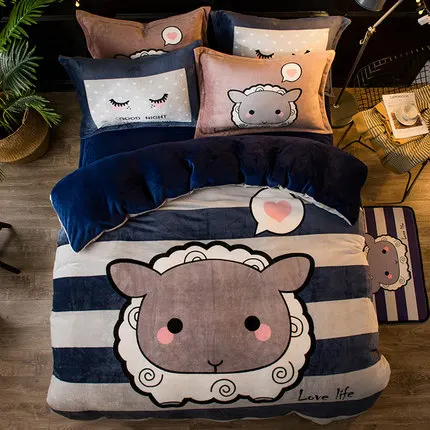 Design 13 Комплект из кораллового флиса с рисунком, теплые зимние утепленные фланелевые простыни, теплые пододеяльники, FL бархатные постельные принадлежности, простыня - Цвет: Design 13