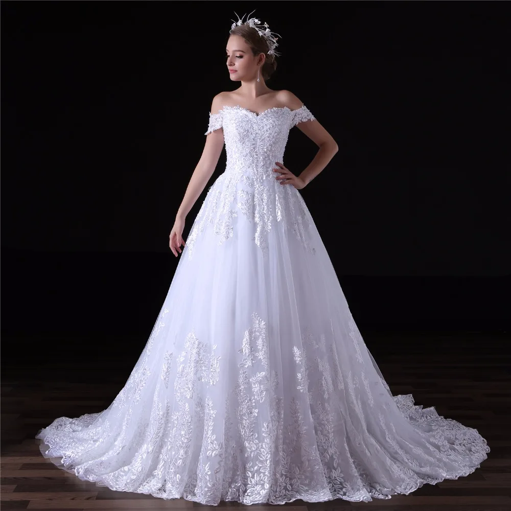 Vestido De Noiva свадебное платье с открытыми плечами бальное принцессы без рукавов